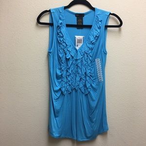 GRACE ELEMENTS Size Small NWT Turquoise Ruffled Front Sleeveless Tank Top Blouse